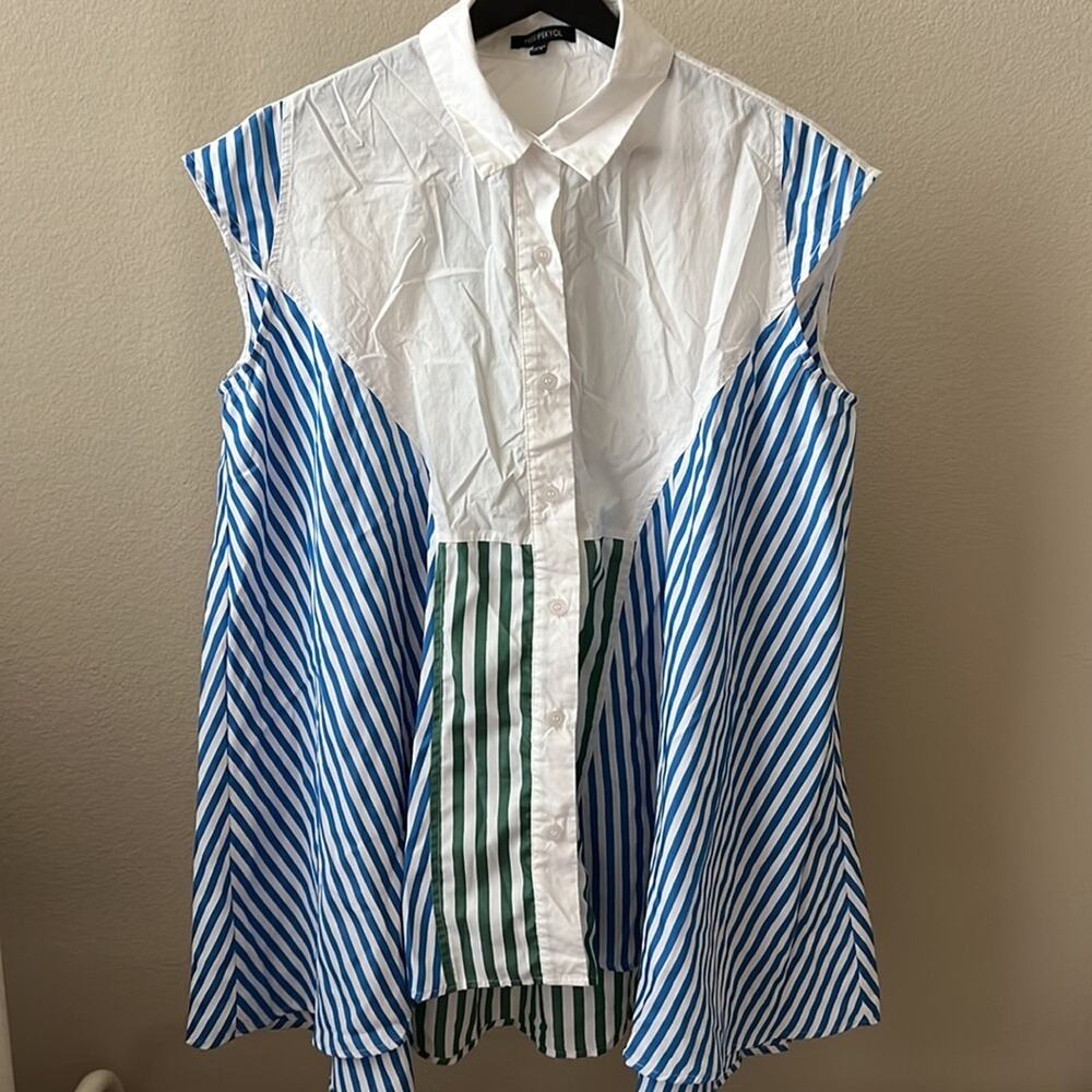 Miss Ipekyol women’s stripe button down shirt/Tunic, size 8 - Picture 2 of 8